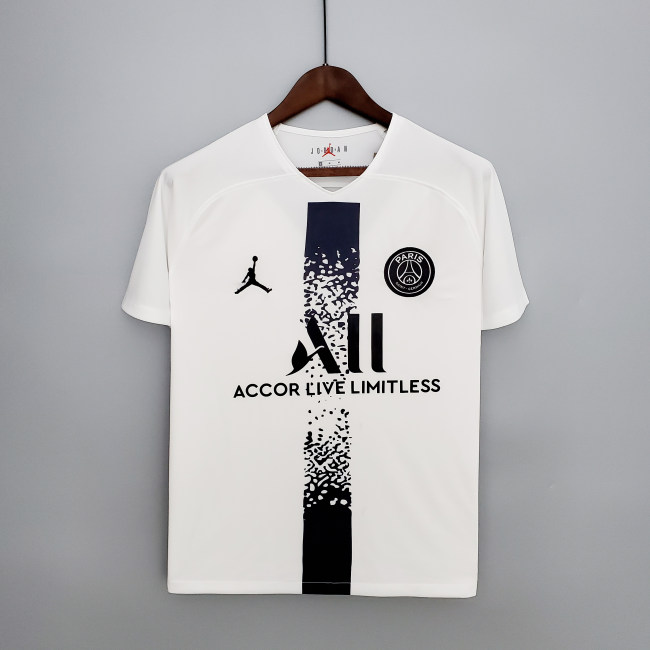 Jordan adult Paris Saint-Germain F.C. Special Edition 2022-2023 Mens Soccer Jersey Casual Short Sleeve T-Shirt white black