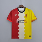 adult Liverpool F.C. 2022-2023 Mens Soccer Jersey Casual Short Sleeve T-Shirt red beige yellow