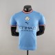 Puma adult Manchester City F.C. home 2022-2023 Mens Soccer Jersey player version Casual Short Sleeve T-Shirt blue