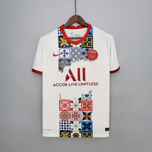 adult Paris Saint-Germain F.C. Special Edition 2022-2023 Mens Soccer Jersey Casual Short Sleeve T-Shirt white multicolor