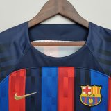 Nike adult FC Barcelona home 2022-2023 Womens Soccer Jersey Casual Short Sleeve T-Shirt blue red