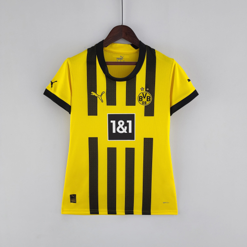 Puma adult Borussia Dortmund home 2022-2023 Womens Soccer Jersey Casual Short Sleeve T-Shirt yellow black