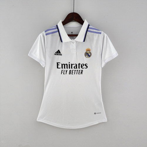 Adidas adult Real Madrid CF home 2022-2023 Womens Soccer Jersey Casual Short Sleeve T-Shirt white