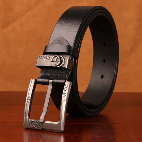 men's Genuine leather retro pin buckle Belt black
