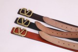 men's Genuine leather slide buckle Belt brown 3.8cm