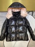 adult women's winter thickened warm hooded down jacket black pink