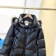 adult winter thickened warm long hooded down jacket black