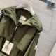 adult autumn women's long hooded windbreaker green