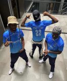 adult Monogram men's Football Jersey Short-sleeved T-shirt blue 610