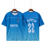 adult Monogram men's Football Jersey Short-sleeved T-shirt blue 610
