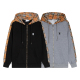 Autumn and Winter Adult unisex All Cotton Original Embroidery Logo casual Long sleeves Full-Zip Hooded Jacket Black 8571