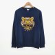 Autumn and Winter Adult Cotton Embroidery logo casual Long sleeves Crew neck sweatshirt Dark blue 20105