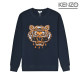 Autumn and Winter Adult Cotton Embroidery logo casual Long sleeves Crew neck sweatshirt Dark blue 20105