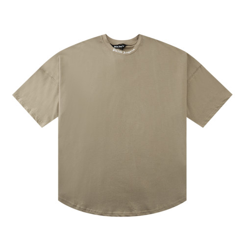 Summer adult casual Prints Logo Short sleeves T-shirt Light brown 7002