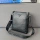 Men's Original Genuine leather Shoulder bag Black 24cmx7cmx27cm