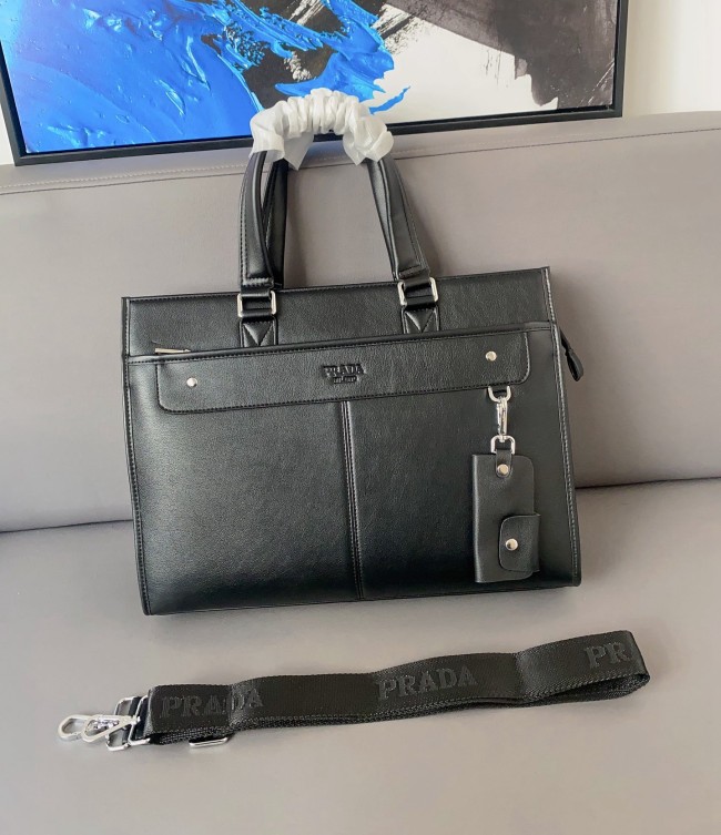 Men's Original Genuine leather Briefcase Black 29cmx39cm