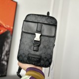 Unisex Original Genuine leather Chest bag black 28cm x 19cm