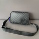 Original Genuine leather Checkerboard grid Messenger Bag 28cmx18cm