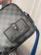 Original Genuine leather Checkerboard grid Messenger Bag 28cmx18cm