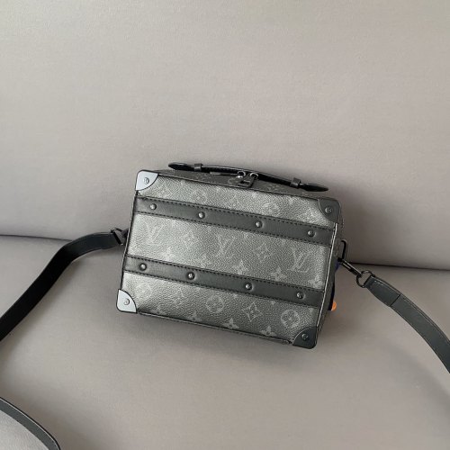 Unisex Original Genuine Soft Trunk leather Shoulder Bag Grey 15cmx21cm