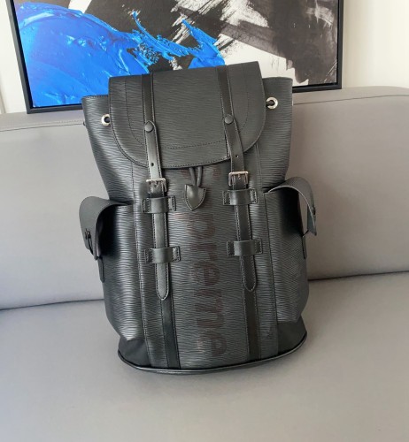 Original Genuine christopher leather Backpack black 32cmx43cm