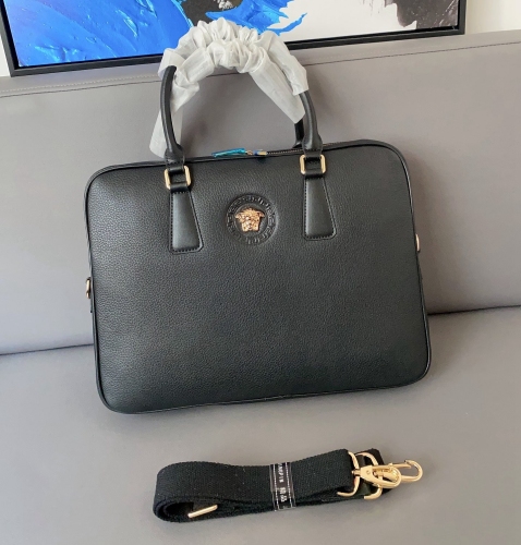 Men's Original Genuine leather Briefcase Black 28mx38cm
