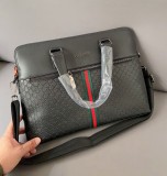 Men's Original Genuine leather Embossing Briefcase Black38cmx29cm