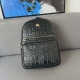 Men's Original Genuine leather Embossed backpack Black 39cmx29cm