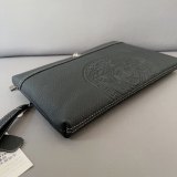 Men's Original Genuine leather Clutch bag Black 27cmx18cm