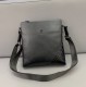 Men's Original Genuine leather Shoulder bag Black 25cmx27cm