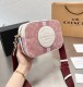 women's Genuine leather Dempsey Camera Bag BADGE pink 22cm×16cm