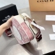 women's Genuine leather Camera Bag BADGE pink 22cm×16cm