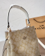 women's Genuine leather town Bucket bag WITH HORSE AND CARRIAGE PRINT White 20cm×22cm