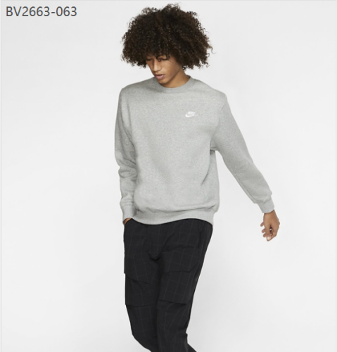 Autumn and Winter casual logo Embroidery Men's Warm Padded Crew neck sweatshirt Grey BV2663-063