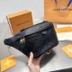 Men's Original Genuine leather Fanny pack Black  Bumbag Empreinte Noir 40cmx16cm