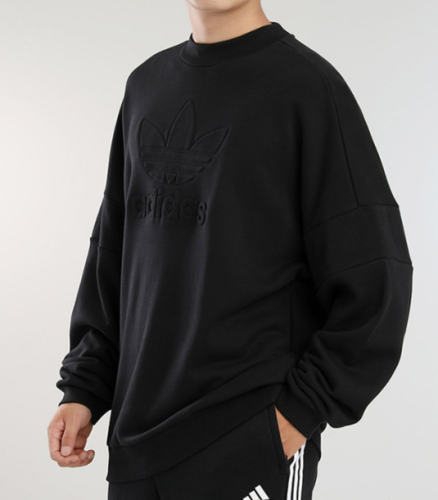 Spring casual logo Jacquard Men's Long sleeve Crew neck sweatshirt Black GT7297