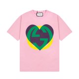 Love heart pattern 23SS adult 100% Cotton casual Print short sleeved Crewneck t shirt Tees Clothing oversized