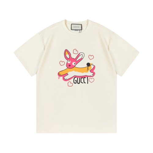 Pink bunny pattern 23SS adult 100% Cotton casual Print short sleeved Crewneck t shirt Tees Clothing oversized