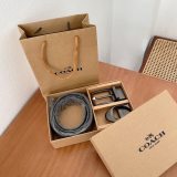 genuine leather slide buckle belt embossing process (gift with box) women's 2.8cm