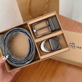 genuine leather slide buckle belt embossing process (gift with box) women's 2.8cm