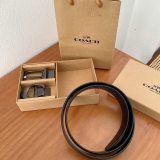 genuine leather slide buckle belt embossing process (gift with box) women's 2.8cm