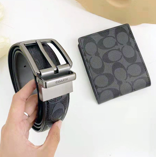 Genuine leather Embossing process pin buckle Belt & wallet  (gift with box)