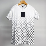 White LVSE Monogram Gradient T-Shirt 23SS Adult 100% Cotton casual Print short sleeved Crewneck t shirt Tees Clothing oversized
