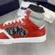 B27 High Red Gray and White Smooth Calfskin with Beige and Black Dior Oblique Jacquard