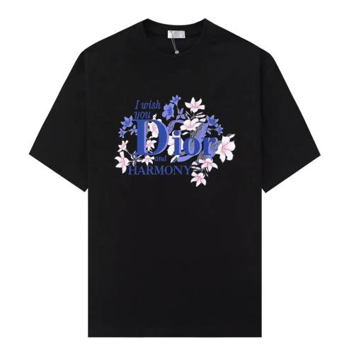 Sakura pattern 23SS adult 100% Cotton casual Print short sleeved Crewneck t shirt Tees Clothing oversized black