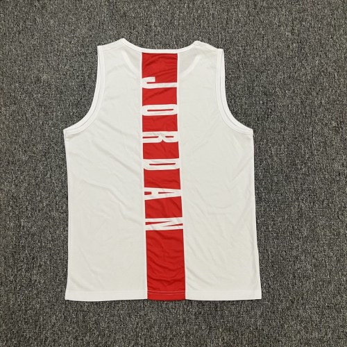 adult Print casual Sports Basketball Tank Top White red