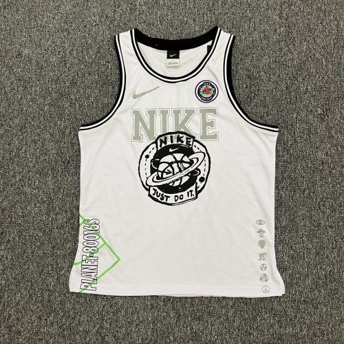 adult Earth Print casual Sports Basketball Tank Top White
