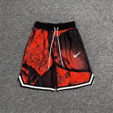 adult Mens Print Drawstring Basketball Casual Shorts With pockets red