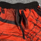 adult Mens Print Drawstring Basketball Casual Shorts With pockets red