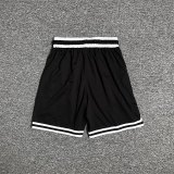adult Mens Embroidery Drawstring Basketball Casual Shorts With pockets black